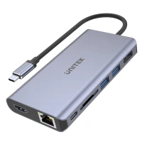 UNITEK D1056A HUB USB-C/2*USB3.1+HDMI+DP+RJ45+SD