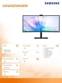 Samsung Monitor 34 cale ViewFinity S65VC VA 3440x1440 UWQHD 21:9 1xHDMI 1xDP 1xUSB-C (90W) 2xUSB 3.0 LAN (RJ45) 5ms HAS Webcam głośniki zakrzywiony 3Y