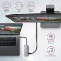 AXAGON HMC-6M2 Wieloportowy hub USB-C 3.2 Gen 1, slot M.2 SATA + HDMI + GLAN + 2x USB-A + PD 100W