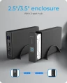 IcyBox Obudowa IB-382H-C31 2,5/3,5 HDD z wbudowanym HUB 1xUSB-C, 2xUSB -A,  12V2A