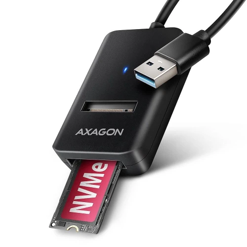 AXAGON ADM2-AM Adapter USB3.2 Gen 2 M.2 NVMe/SATA SSD 10Gbps 10cm USB-A cable