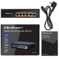 Qoltec Przełącznik sieciowy SWITCH FAST ETHERNET PoE 4x RJ45 PoE 1x RJ45Uplink 1x SFP | 65W | 1000 Mb/s