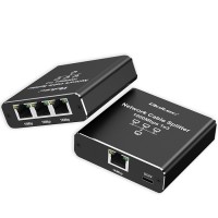 Qoltec Rozdzielacz Splitter Ethernet mini SWITCH 1x3 RJ45 | 1000Mb/s |  USB-C | Aluminium