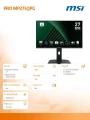 MSI Monitor PRO MP275QPG 27 cali LED/WQHD/Flat/100Hz/Black