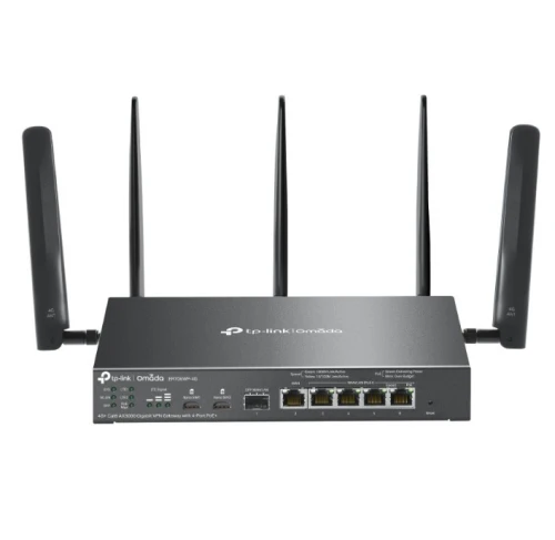 TP-LINK Brama sieciowa gigabitowa Omada 4G+ Cat6 AX3000 VPN with 4-Port PoE+PORT: 1× Gigabit SFP WAN/LAN Port, 1× Gigabit RJ45 WAN Port, 4× Gigabit WA
