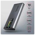 AXAGON EEM2-SD2 Obudowa zewnętrzna aluminiowa bezśrubowa USB-A/C 3.2 Gen2 M.2 NVMe/SATA display LCD