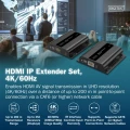 Digitus Przedłużacz (extender) po skrętce kat.6 HDMI 4K/60Hz przez IP 1G lub do 120m/200m, max. 253 odbiorniki, sterowanie IR - zestaw (odbiornik/nada