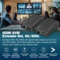 Digitus Przedłużacz (extender) po skrętce kat.6 HDMI 4K/30Hz z KVM USB 1.1 do 40m/70m, max. 253 odbiorniki, sterowanie IR - zestaw (odbiornik/nadajnik