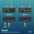 Digitus Przedłużacz (extender) po skrętce kat.6 HDMI 4K/30Hz z KVM USB 1.1 do 40m/70m, max. 253 odbiorniki, sterowanie IR - zestaw (odbiornik/nadajnik