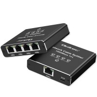 Qoltec Rozdzielacz splitter Ethernet  mini SWITCH 1x4 RJ45 | 1000Mb/s | USB-C | Aluminium