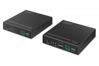 Digitus Przedłużacz (extender) światłowodowy HDMI 4K/60Hz z KVM USB 1.1 przez IP 1G lub do 40km/300m, max. 253 odbiorniki, HDMI Loop-Out, Audio - zest