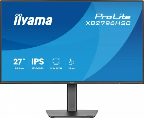 IIYAMA Monitor 27 cali XB2796HSC-B1   IPS,FHD,HDMI,USB-C (PD 65W),144Hz,    1xUSB 3.2 , 1xUSB-C, 2x2W, HAS 150/PIVOT/obrót stopy 360st
