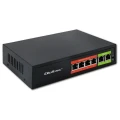 Qoltec Przełącznik sieciowy SWITCH FAST Ethernet PoE | 4x RJ45 |  2x    RJ45 Uplink | 65W | 10/100Mb/s
