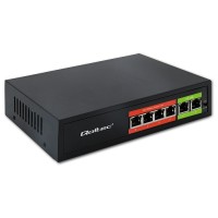 Qoltec Przełącznik sieciowy SWITCH FAST Ethernet PoE | 4x RJ45 |  2x    RJ45 Uplink | 65W | 10/100Mb/s