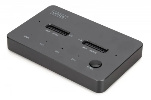 Digitus Stacja dokująca dysków z funkcją klonowania | USB-C 3.1 Gen2 10Gbps | SSD M.2 NVMe (max. 2x 4TB) | Funkcja Offline Clone | Czarna