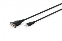 Digitus Kabel adapter USB 2.0 do RS232 (DB9) | Chipset FTDI (FT232RNL) | PVC, czarny | Mocowanie w tulejkach gwintowanych | 1.8m