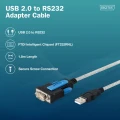 Digitus Kabel adapter USB 2.0 do RS232 (DB9) | Chipset FTDI (FT232RNL) | PVC, transparentny | Mocowanie na śruby | 1.8m