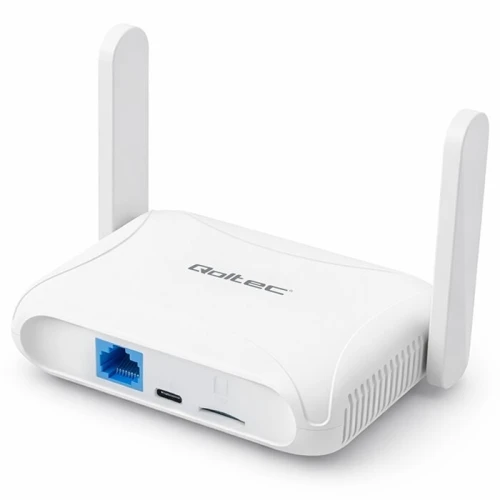Qoltec Router Home&Travel 4G LTE WiFi 6 | AX300 | 2.4GHz | Dual Antena |USB-C | Micro SIM