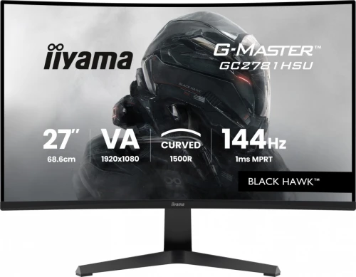 IIYAMA Monitor 27 cali GC2781HSU-B1 VA, FHD, 144Hz, 1ms, 2xUSB, 1500R, 350 cd, 4000:1, HDMI, DP, FreeSync -1920x1080 (48-144Hz), 2x2W