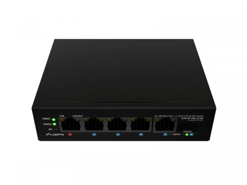 Lanberg Przełącznik Light ILFE-4P-1GE-1S-90 Light Industrial POE 1XBT 3AXT  SFP + ETH DIN FAST Ethernet