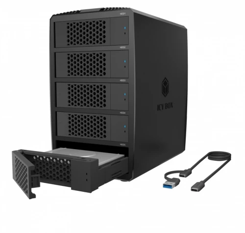 IcyBox System-RAID dla 5 HDD 2,5"/3,5" SATA, IB-RD3705-CU3 RAID 0,1,10,3,5, Single, Large, Clone