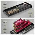 AXAGON EEM2-SD2B Obudowa zewnętrzna aluminiowa bezśrubowa USB-A/C 3.2 Gen2 M.2 NVMe/SATA wyświetlacz LED, czarny