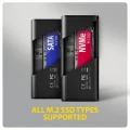 AXAGON EEM2-SD2B Obudowa zewnętrzna aluminiowa bezśrubowa USB-A/C 3.2 Gen2 M.2 NVMe/SATA wyświetlacz LED, czarny