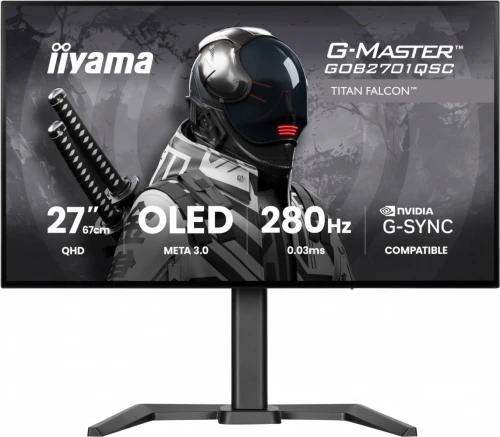 IIYAMA Monitor 27 cali GOB2701QSC-B1 OLED,280Hz,65W,2xHDMI,DP                1500 cd/m? (Szczytowa, HDR), 2560 x 1440, 1500000:1, 0.03ms, 2xHDMI,DP,US