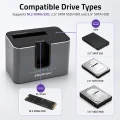 Qoltec Stacja dokująca 2w1 HDD SSD | SATA | M.2 NVMe | Klonowanie |     USB-C | 10Gb/s | 28TB