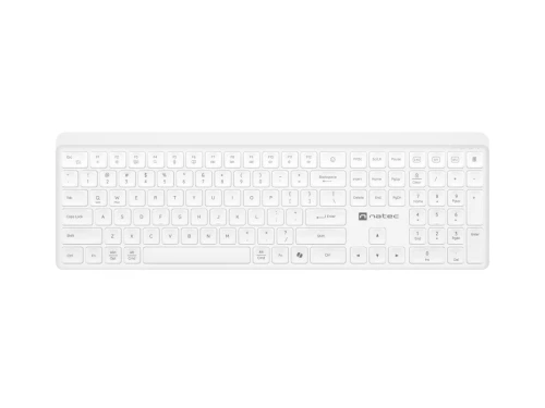 Natec Klawiatura Tang US bezprzewodowa BT + 2.4GHz cicha Slim biała