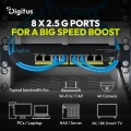 Digitus Przełącznik sieciowy niezarządzalny 10" 8x RJ45 2.5G, 1x SFP+ 10G, 60Gbps, metalowy, bez wentylatora, Plug&Play
