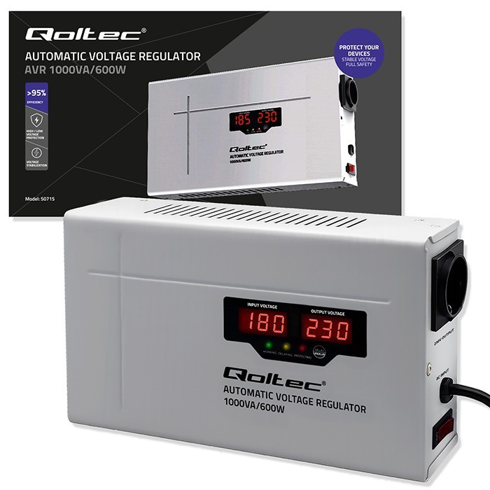 Stabilisator Computer Qoltec Automatyczny stabilizator napięcia AVR 1000VA 3% | Compact ...
